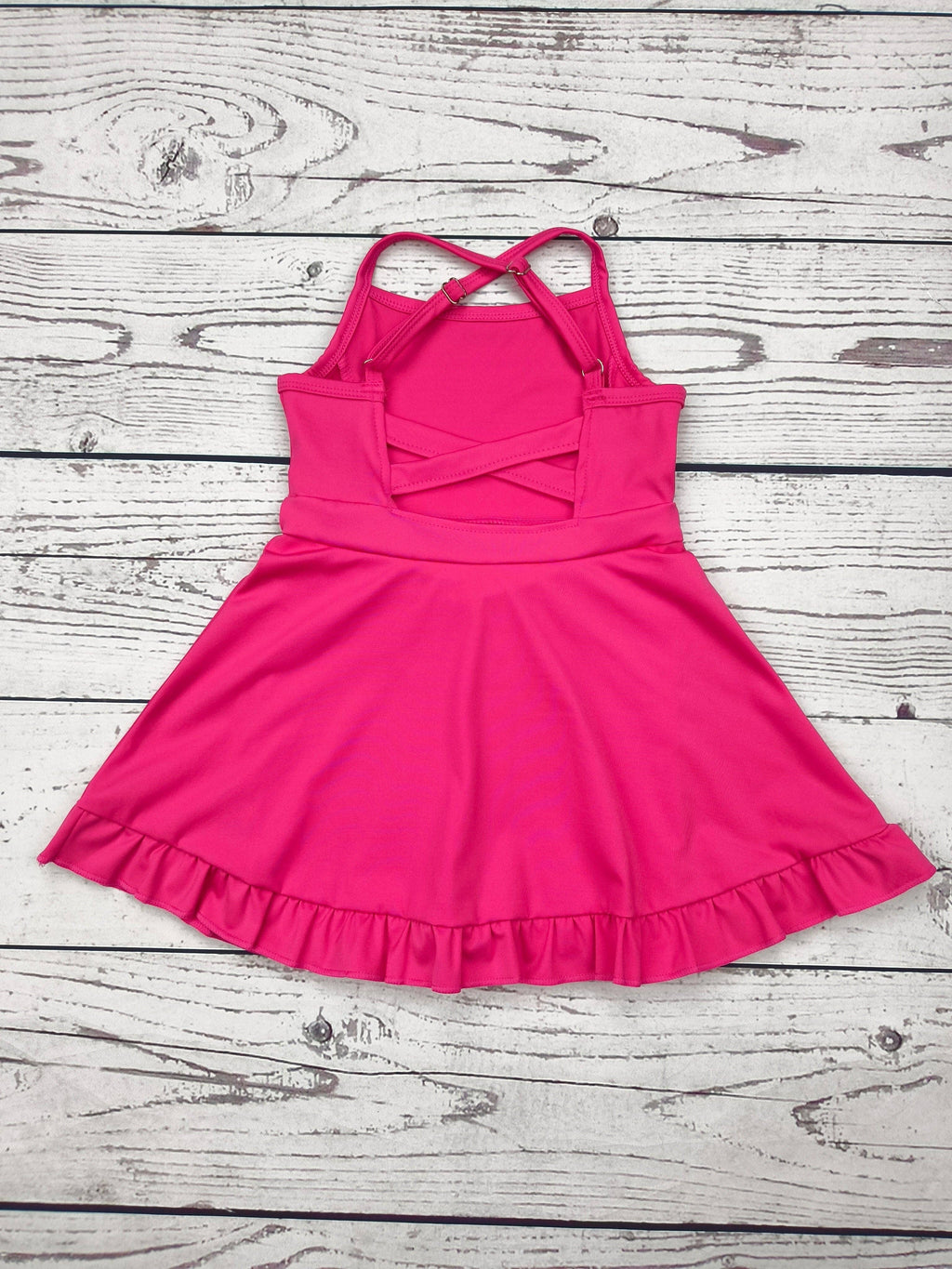 Hot Pink Girls Athletic Dress with Ruffle