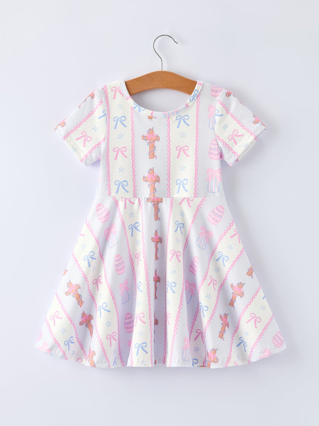 Easter Egg and Cross Print Christening Girls Dress