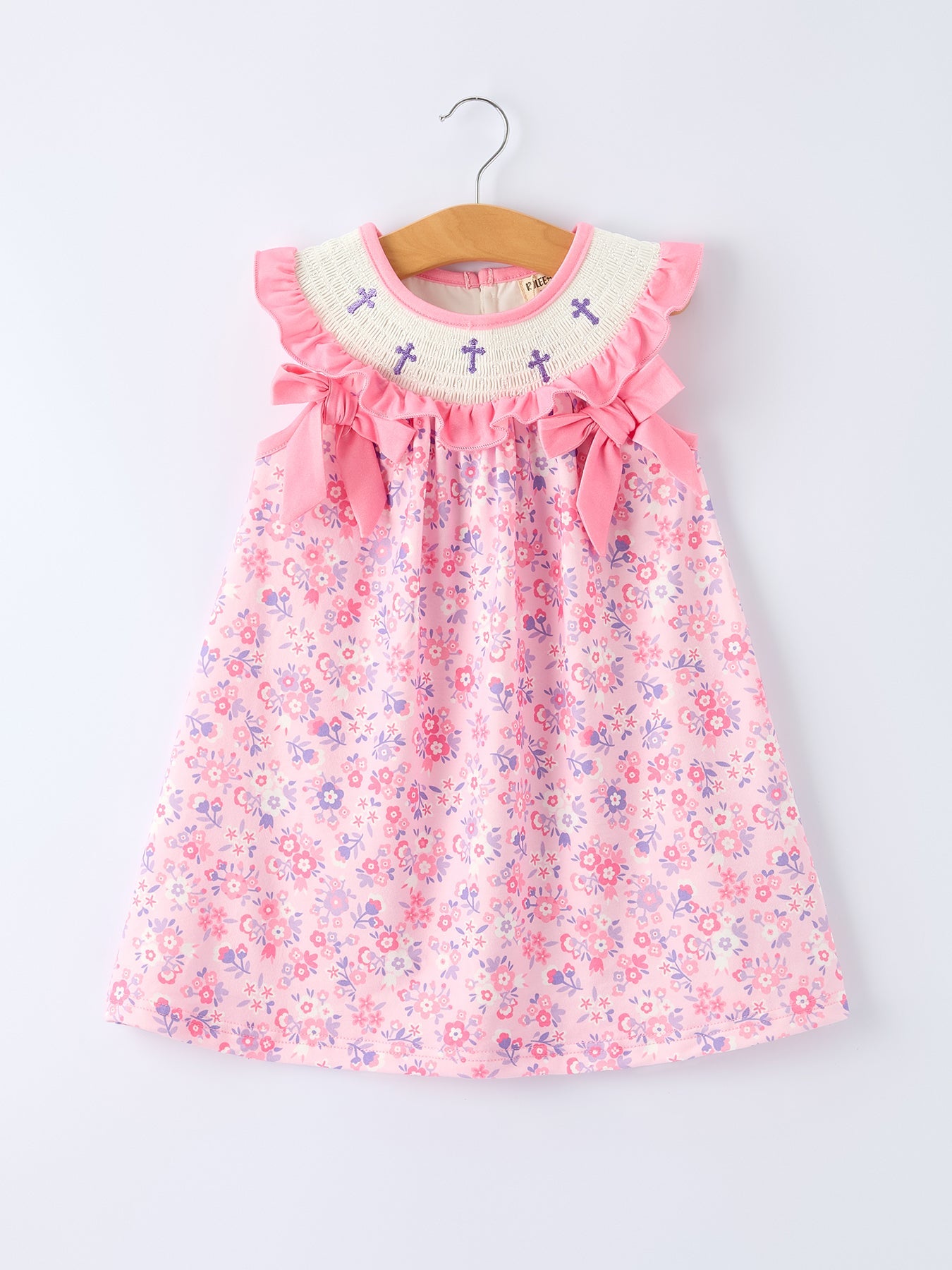 Floral Smocked Church Christ Bishop Christening Girls Dress