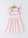 Butterfly Embroidery Smocking Bow Baby Girls Dress