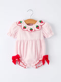 Baby Girls' Plaid Smocked Strawberry Applique Romper