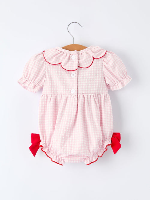 Baby Girls' Plaid Smocked Strawberry Applique Romper