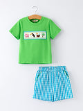 Summer Tropical Embroidered Boys Short Sleeve Top Shorts Set