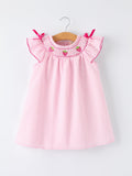 Strawberry Smocked Girl Dress Bow Ruffle