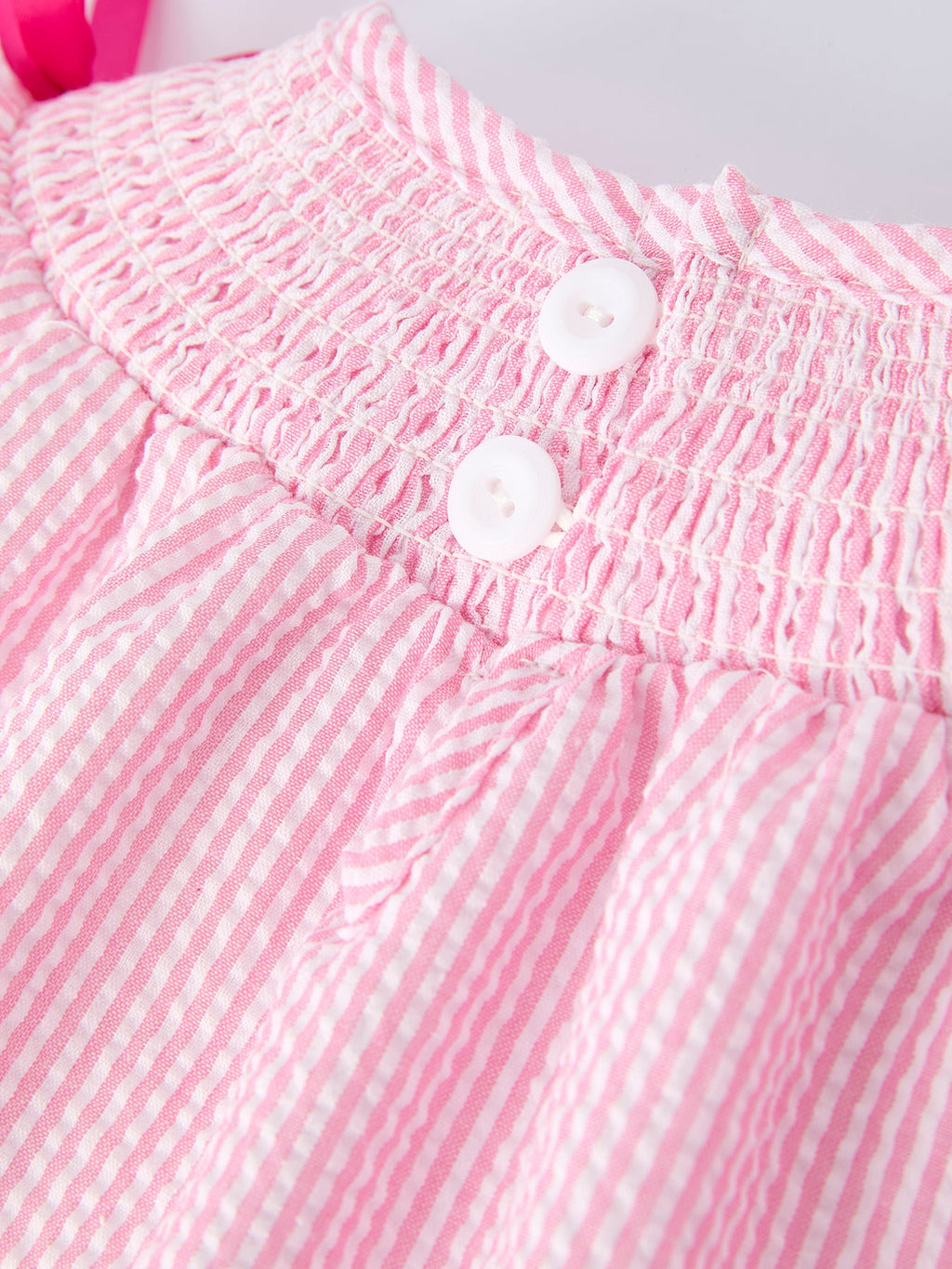 Strawberry Smocked Girl Dress Bow Ruffle