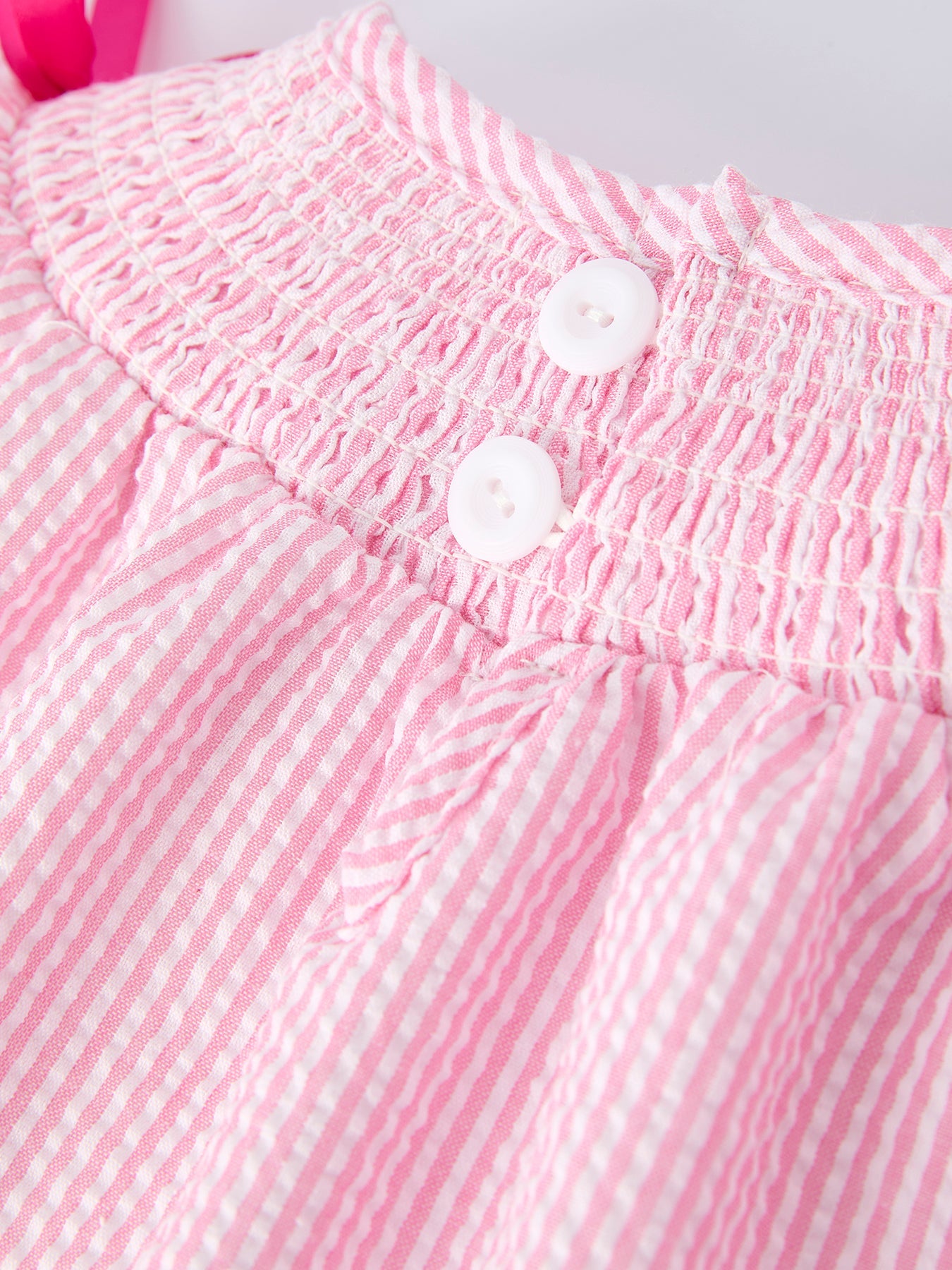 Strawberry Smocked Girl Dress Bow Ruffle