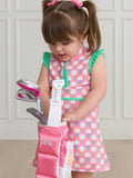 Girls Pink Tee Time Golf Flutter Sleeve Active Dress & Bike Short Set