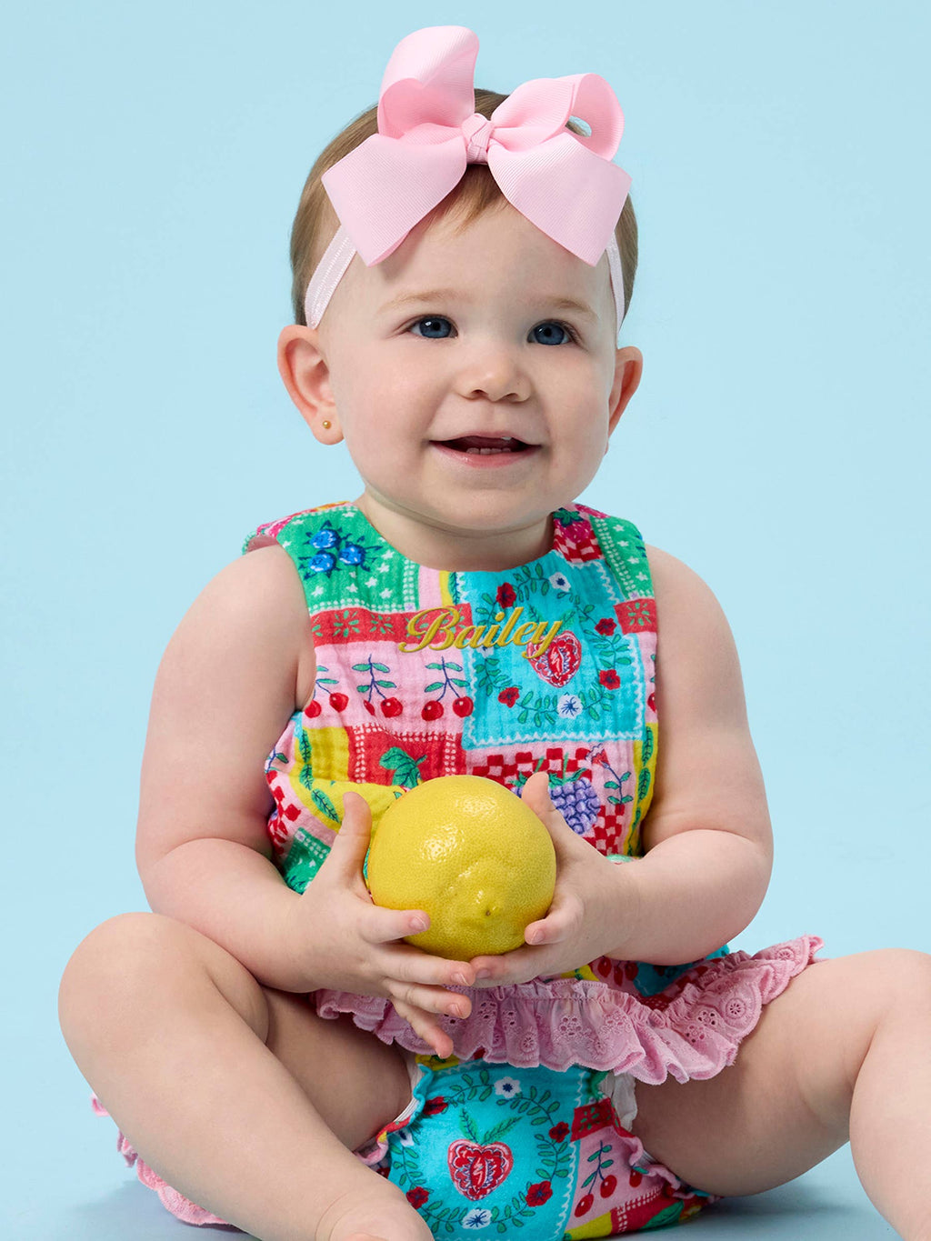 Baby Girls Picnic Party Patchwork Cotton Gauze Swing Top & Bloomer Set