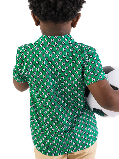 Boys Soccer Mania Knit Short Sleeve Performance Polo