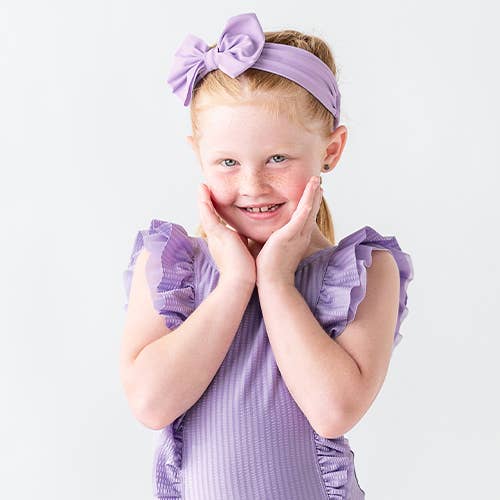 Girls Lavender Swim + Active Bow Headband