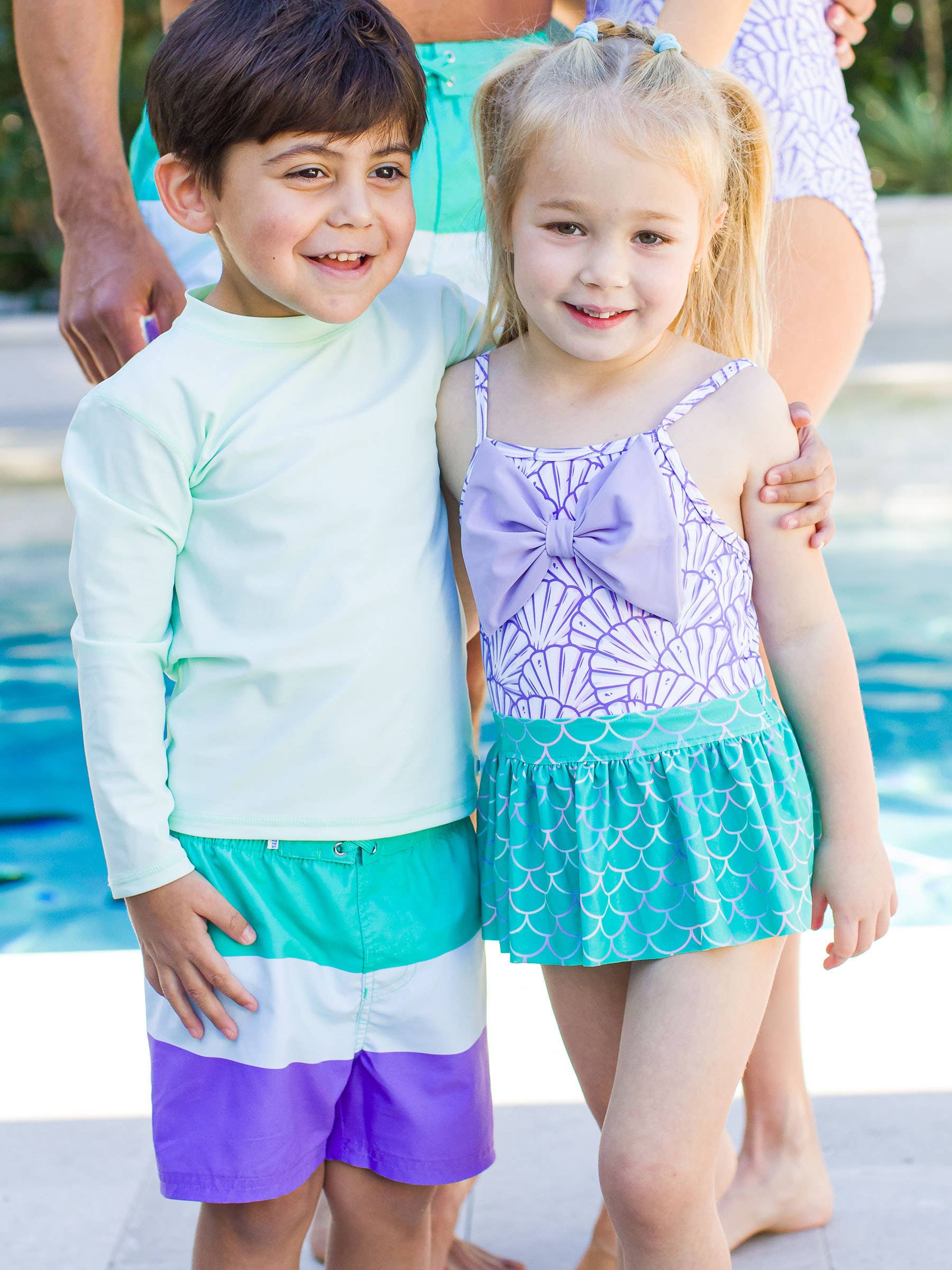 Girls Magical Mermaid Big Bow Skirted One Piece Swimsuit