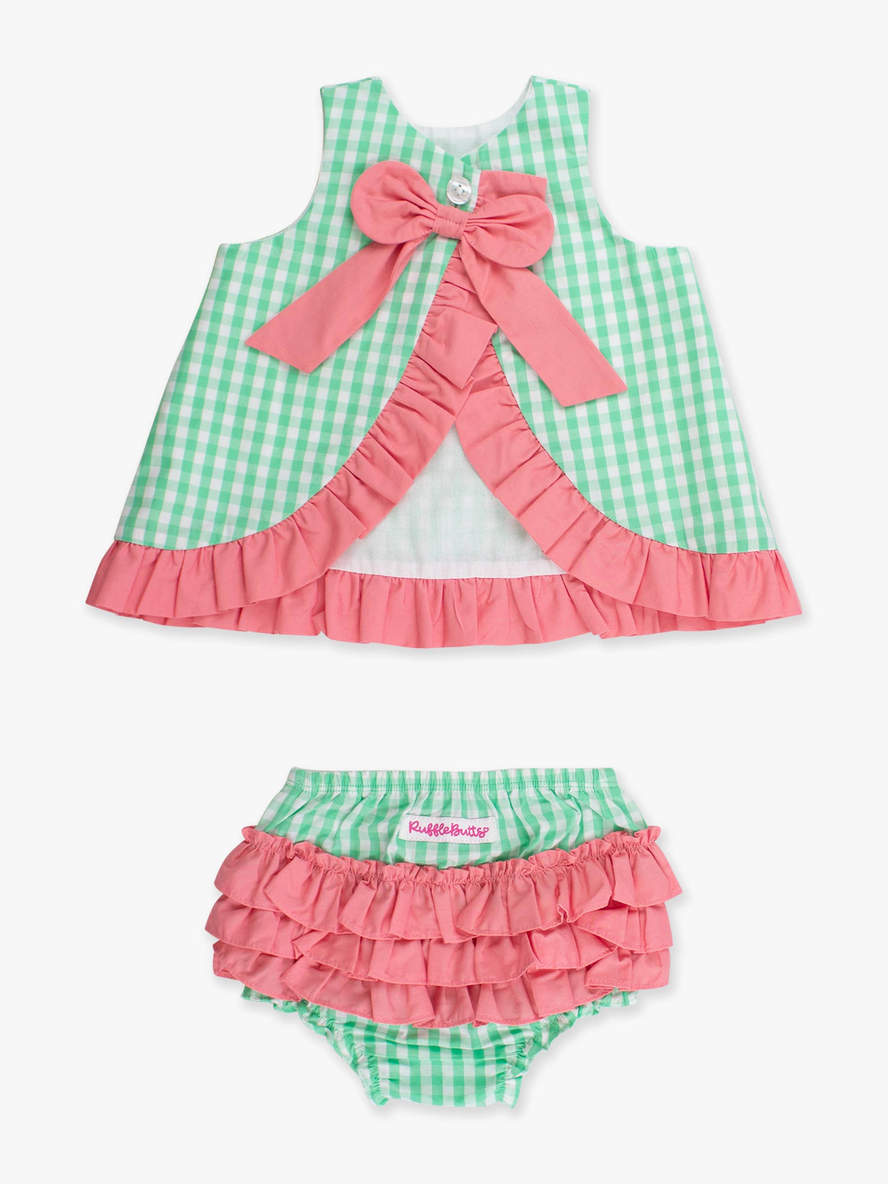 Baby Girls Classic Spring Bud Gingham Ruffle Swing Top & Bloomer Set
