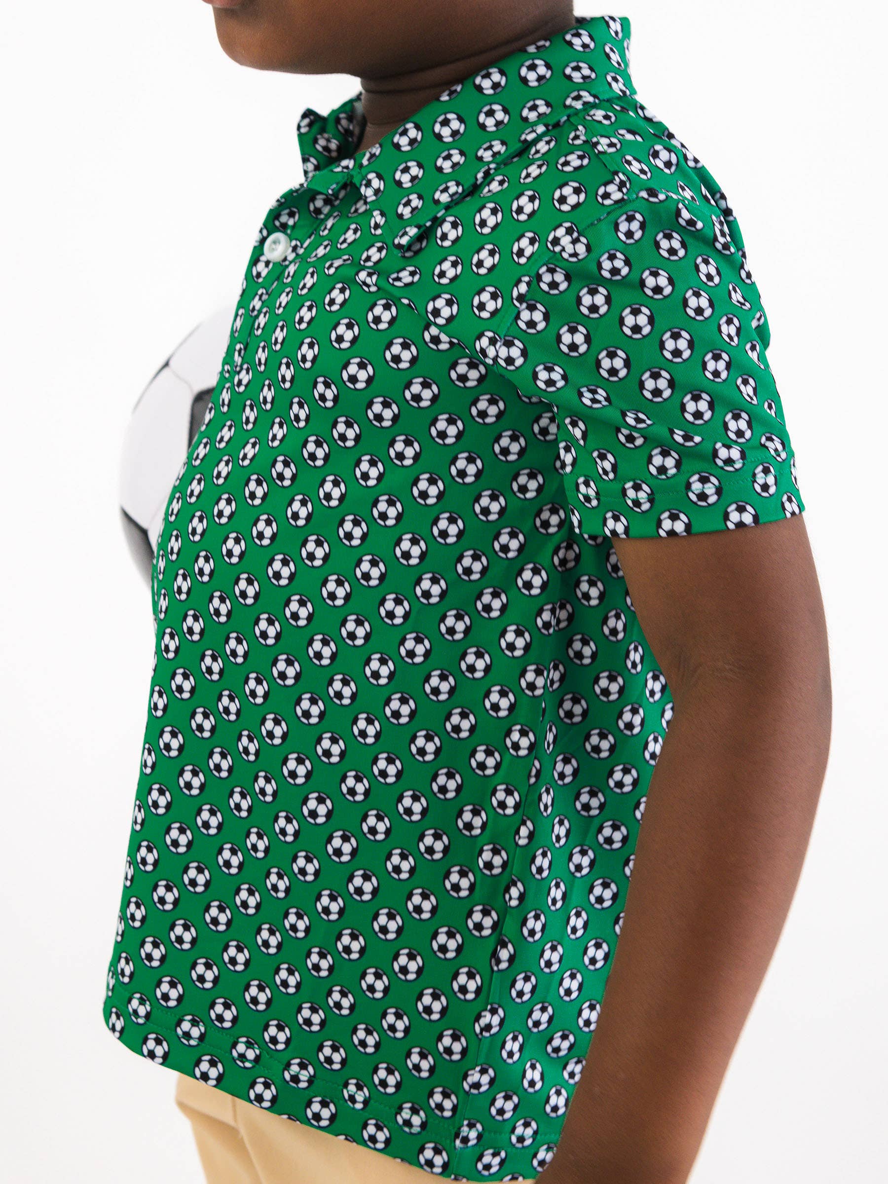 Boys Soccer Mania Knit Short Sleeve Performance Polo