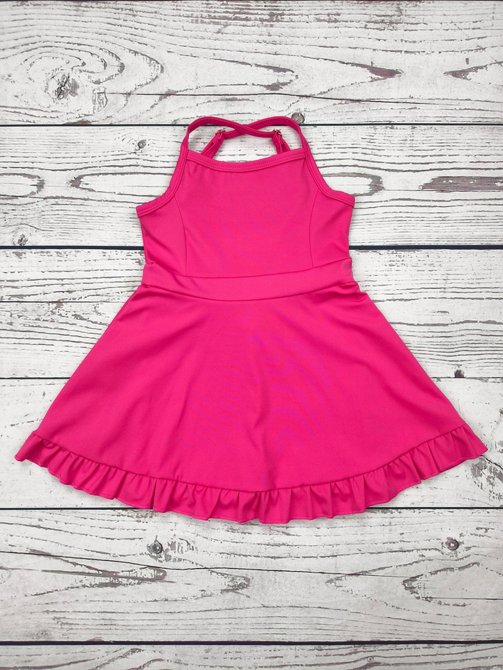 Hot Pink Girls Athletic Dress with Ruffle