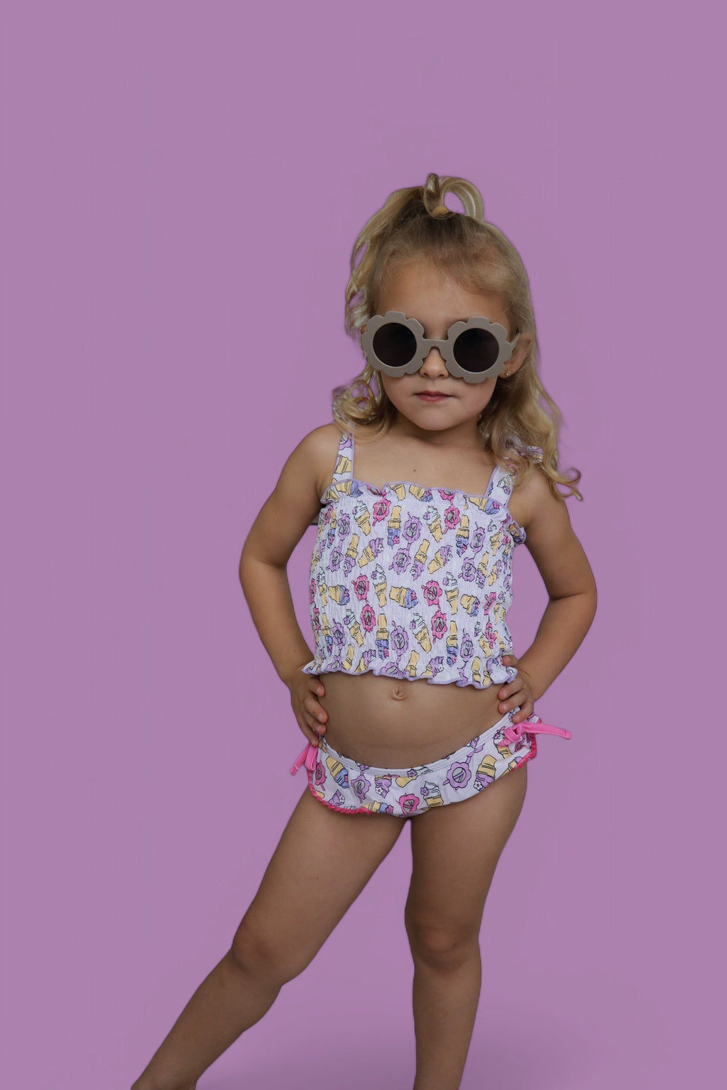 SWEET SUMMER DREAM SMOCKED TANKINI TWO PIECE SWIM SUIT