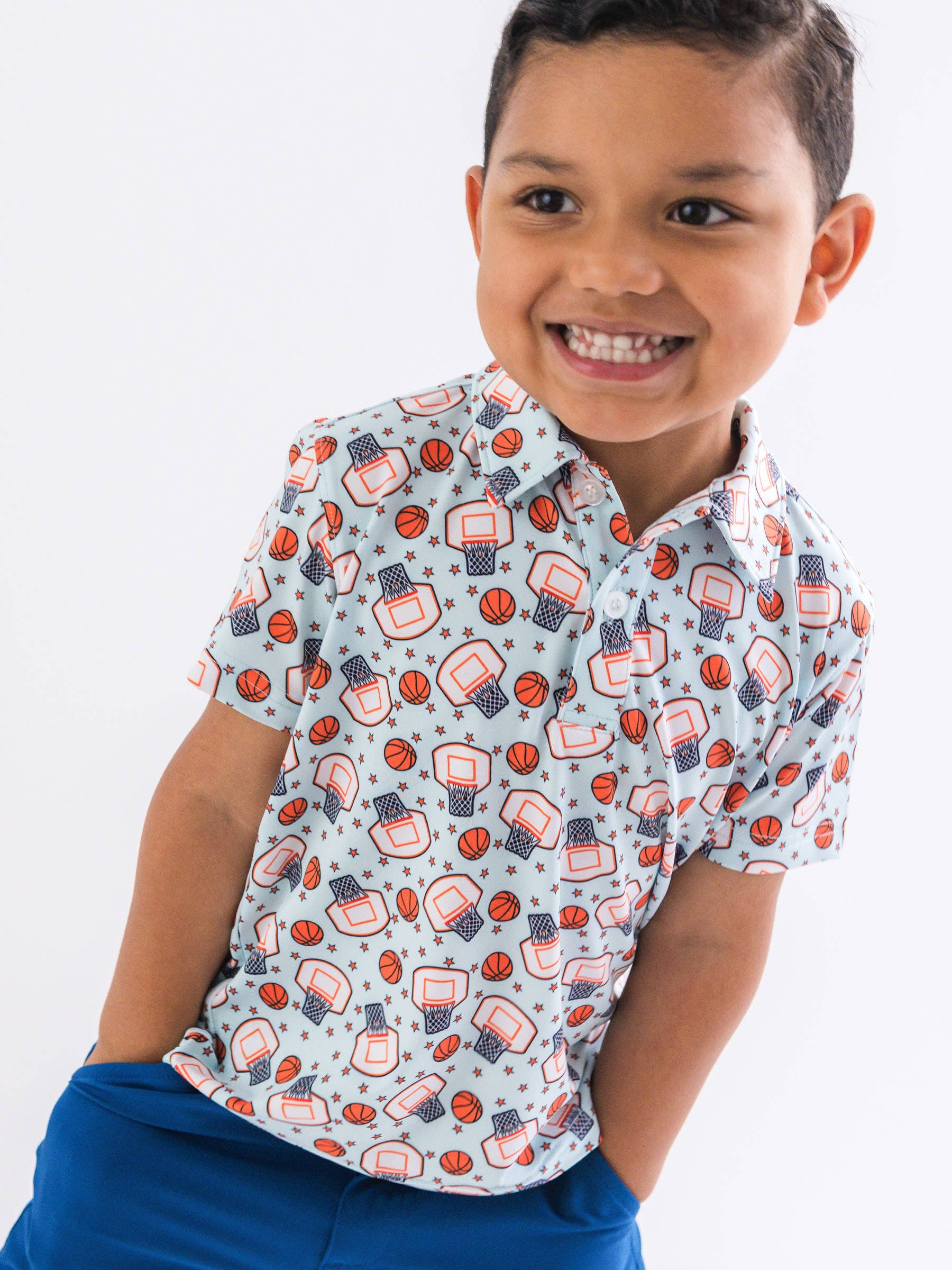 Boys Basketball Star Knit Short Sleeve Performance Polo