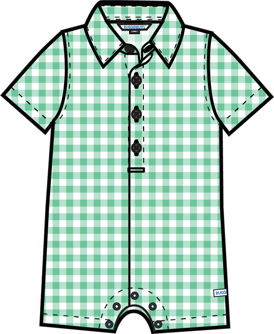 Baby Boys Classic Spring Bud Gingham Short Sleeve Woven Button-Up Romper
