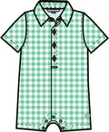 Baby Boys Classic Spring Bud Gingham Short Sleeve Woven Button-Up Romper