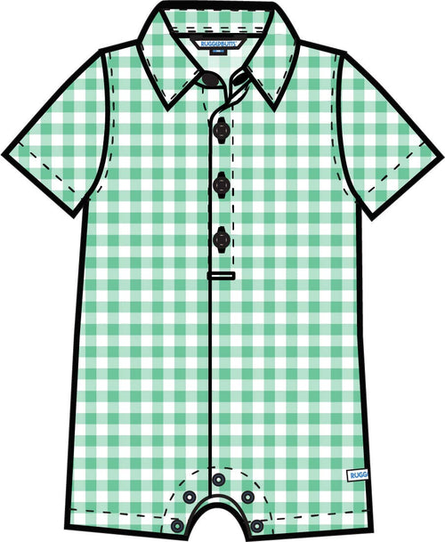 Baby Boys Classic Spring Bud Gingham Short Sleeve Woven Button-Up Romper