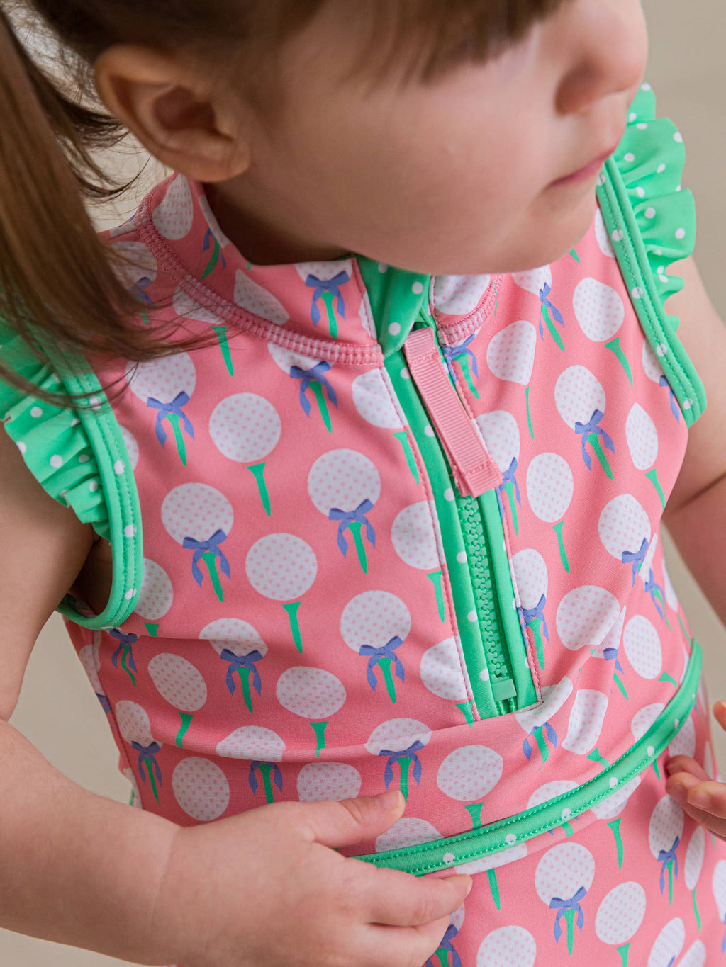 Girls Pink Tee Time Golf Flutter Sleeve Active Dress & Bike Short Set